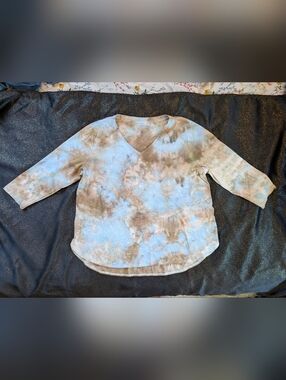 One-of-a-Kind Ice Dyed Kirkland 3/4 Sleeve Top, 100% Cotton